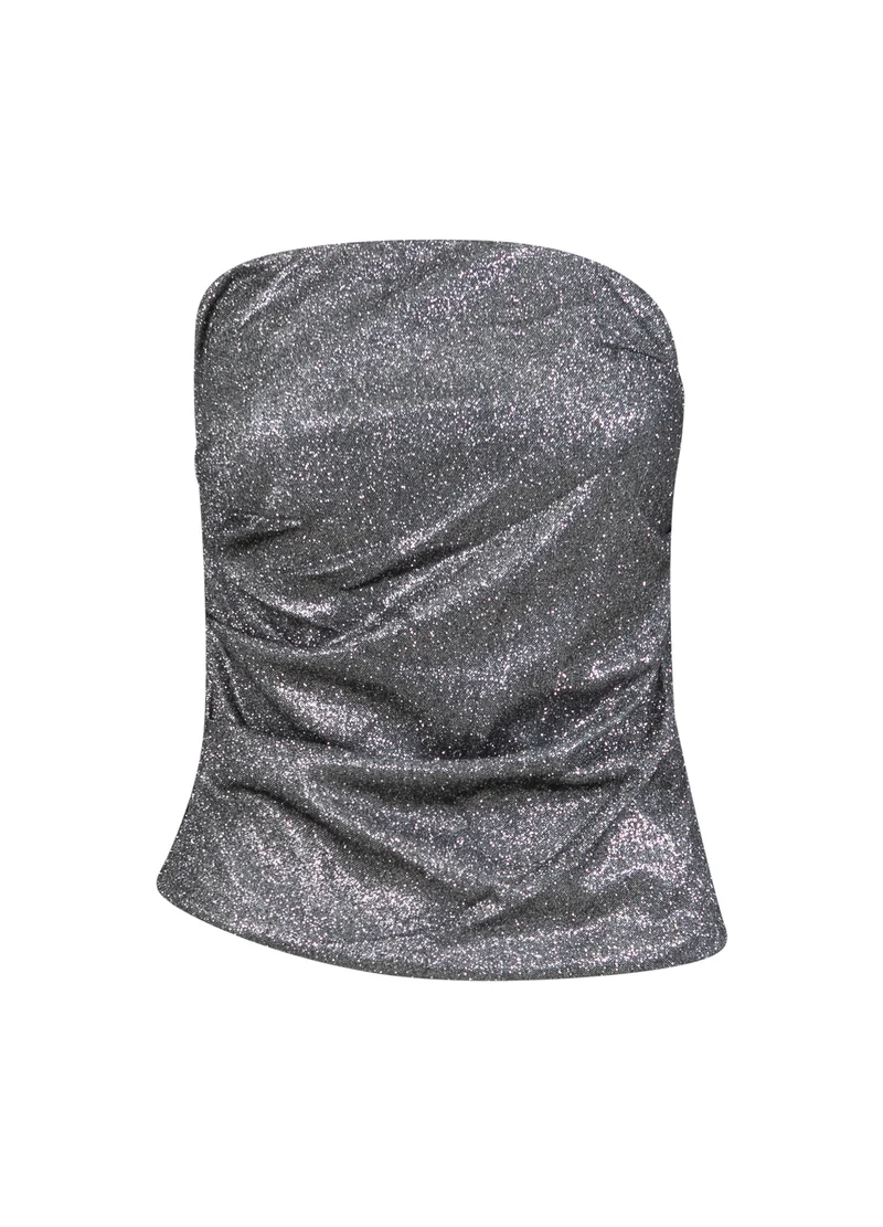 GLITTER KORSET - Silver/black