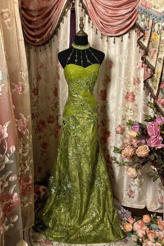 Elegant Grön Sjöjungfru Lång Balklänning Aftonklänningar