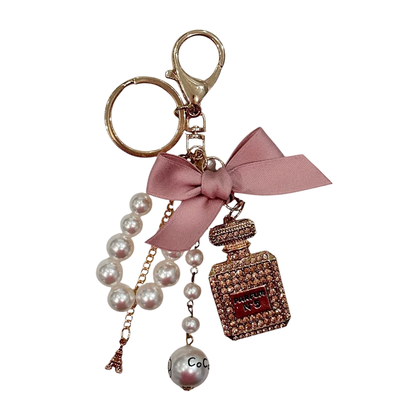 Perfume & Pearl Bag Charm - Rose Bow