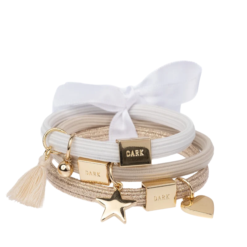 Hair Ties 3 pk Charm Combo - Sands W/Gold