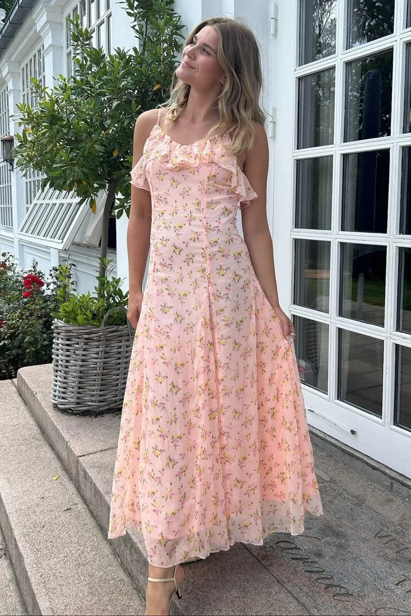 YAS - Yassoiree Strap Maxi Dress Bm - 4977236 Blushing Rose Soiree Aop