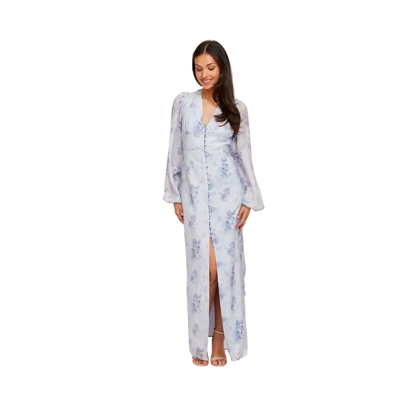 Aesthetic Dress - Blue Flower Print