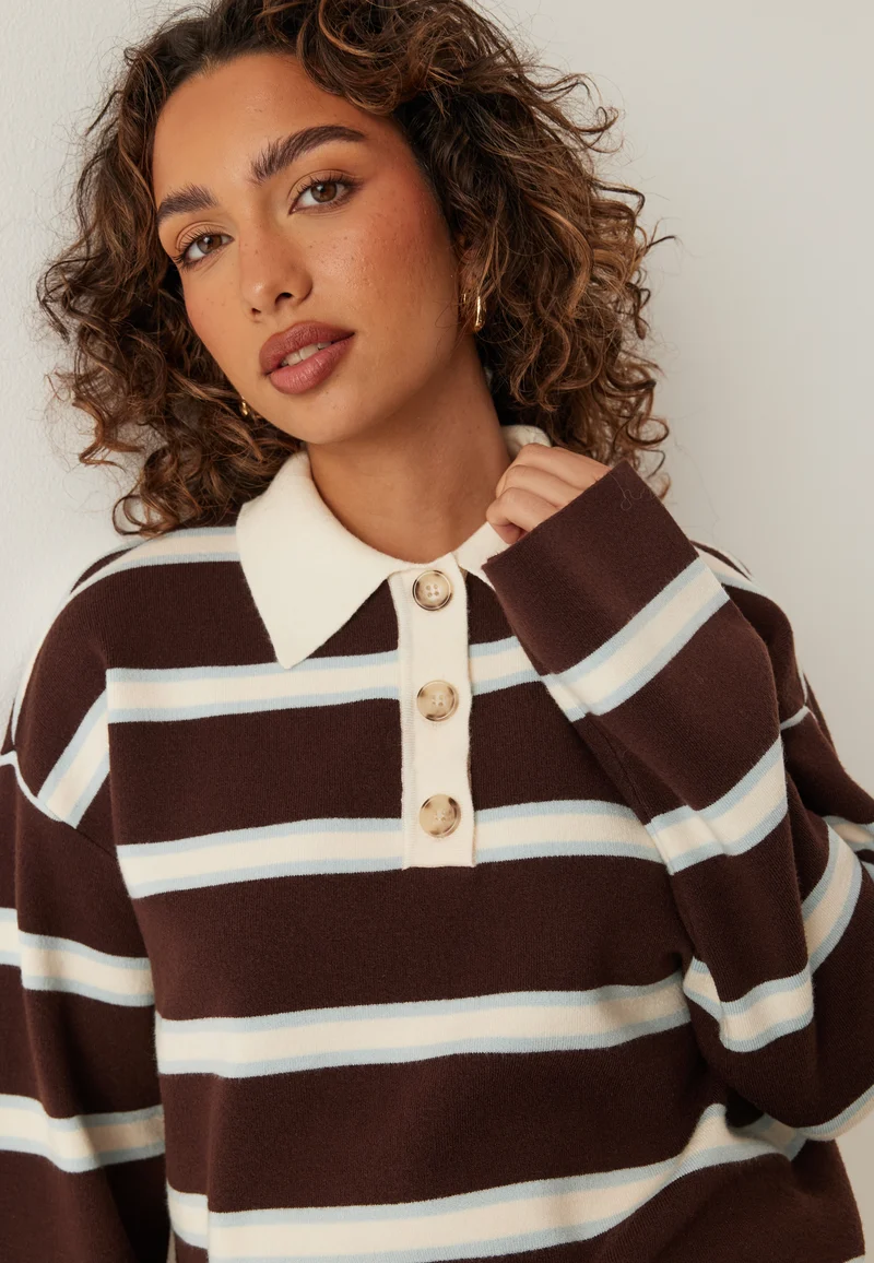 Yasisabell Ls Polo Knit Pullover