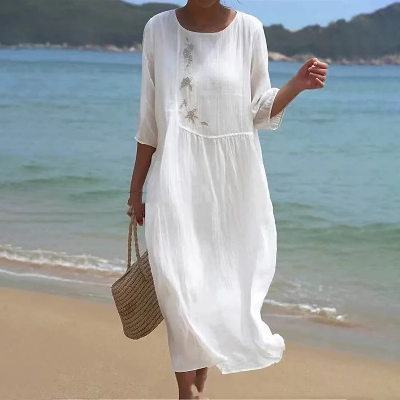 Sophie | Elegant Vit Sommarklänning för Damer