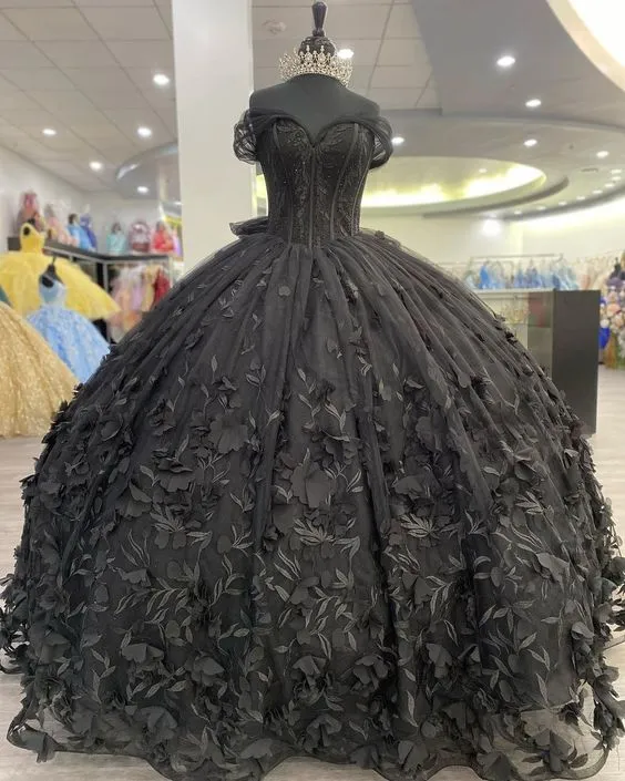Fantastisk svart quinceanera balklänning balklänning