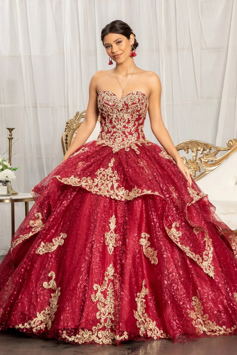 Elizabeth K - GL1987 - Mesh ärmlös paljett ballklänning Quinceanera klänning