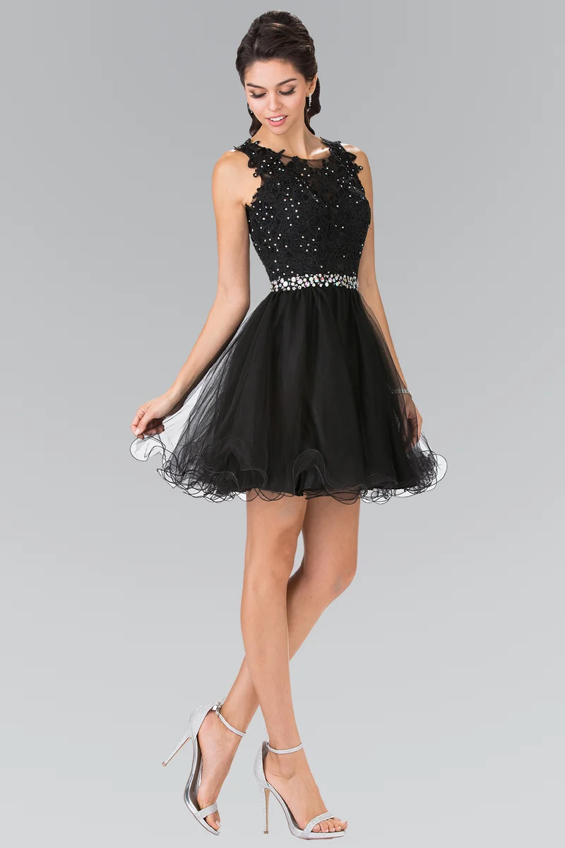 Elizabeth K - GS2375 - Lace Illusion A-line Cocktailklänning - Kort