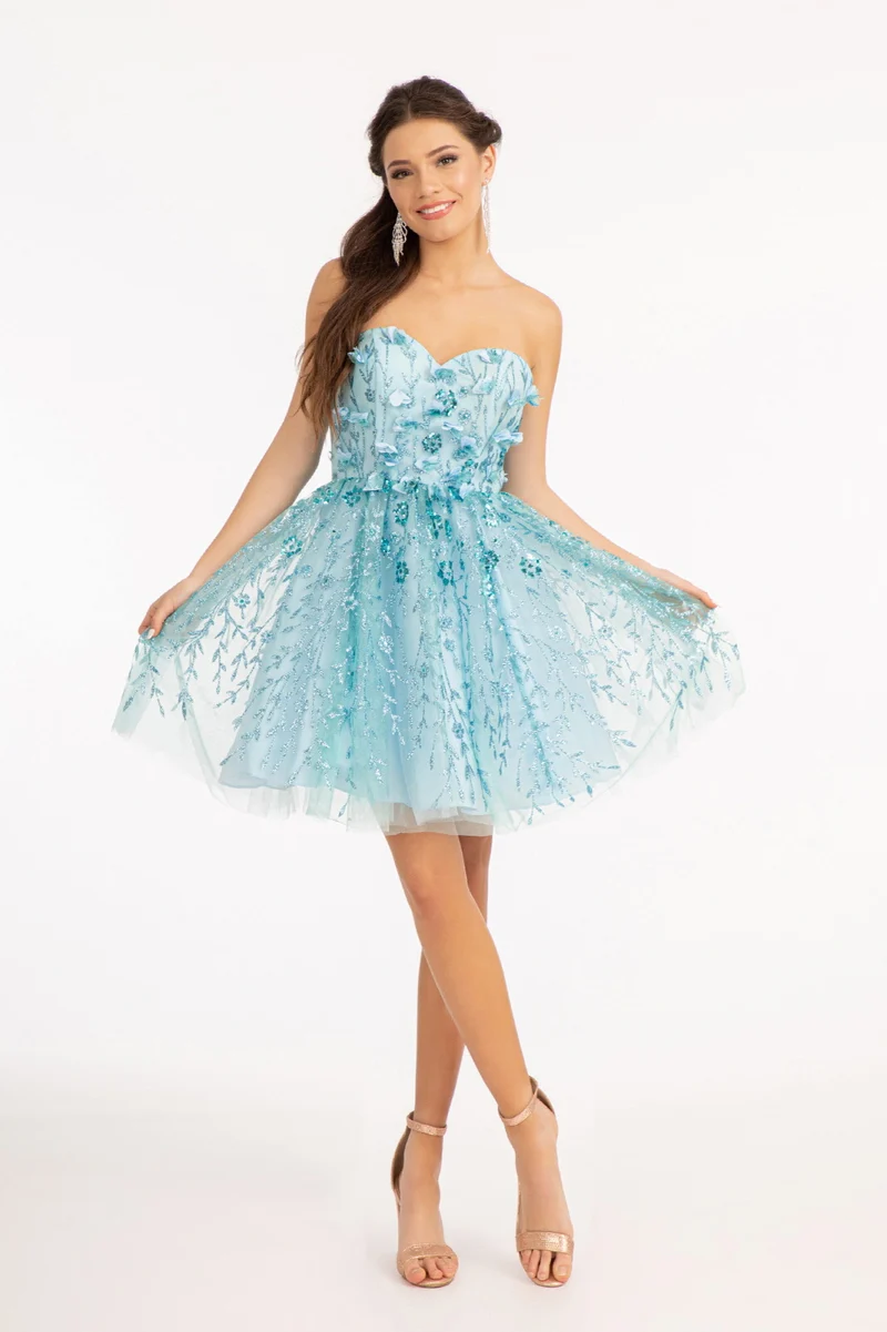 Elizabeth K - GS1995 - 3D blommig applikation Sweetheart cocktailklänning - kort