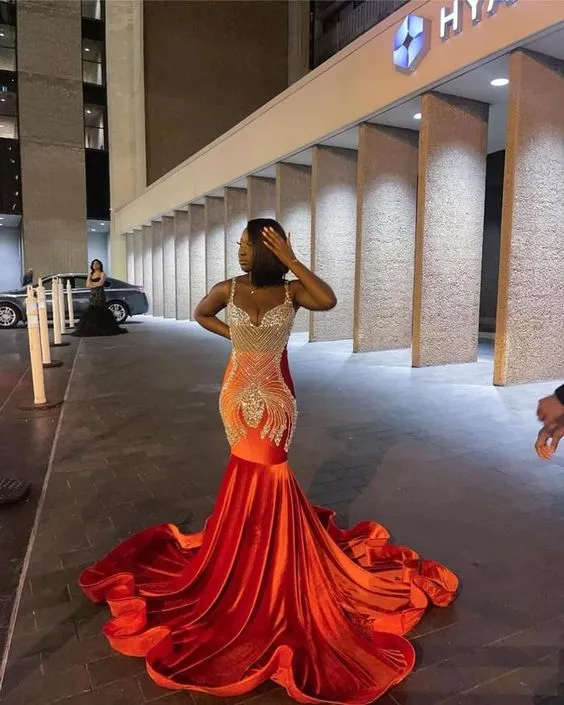 Elegant Prinsessa Festklänning Orange Balklänningar