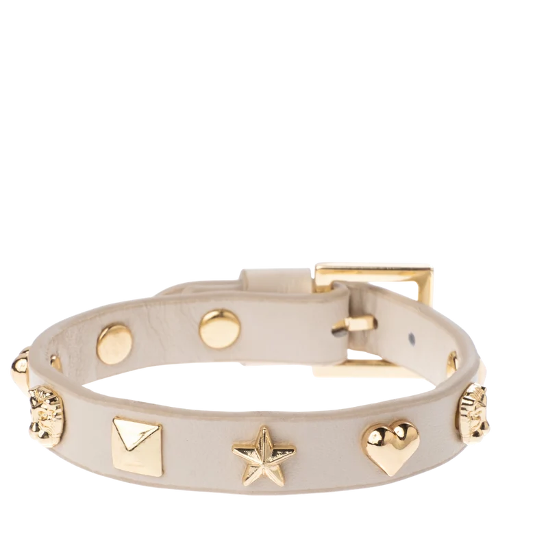 Leather Sign Stud Bracelet - Sand