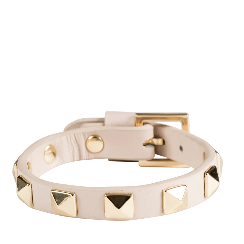 Leather Stud Bracelet - Sand