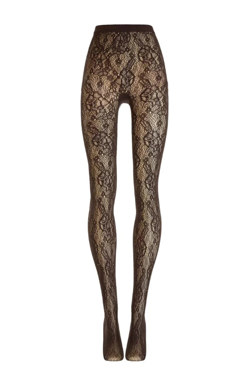 Wolford - Infinite Rose Net Tights 19478 - 4870 Dark Wood