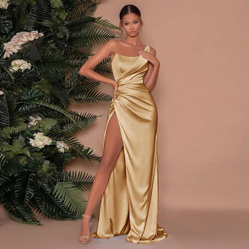 Sophie | Elegant V-Ringad Maxiklänning Dam i Satin
