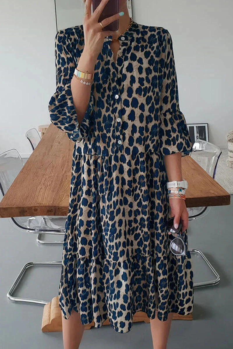 Mia | Chic A-Linje Klänning med Leopardmönster
