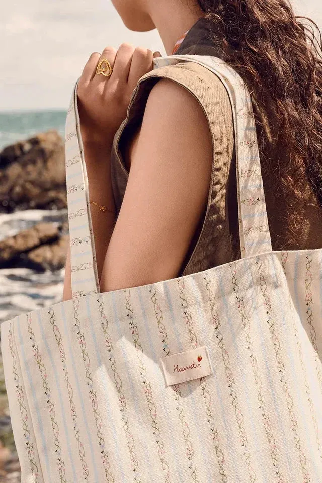 Maanesten - Canvas Totebag Summer Stripes Blue - 4121