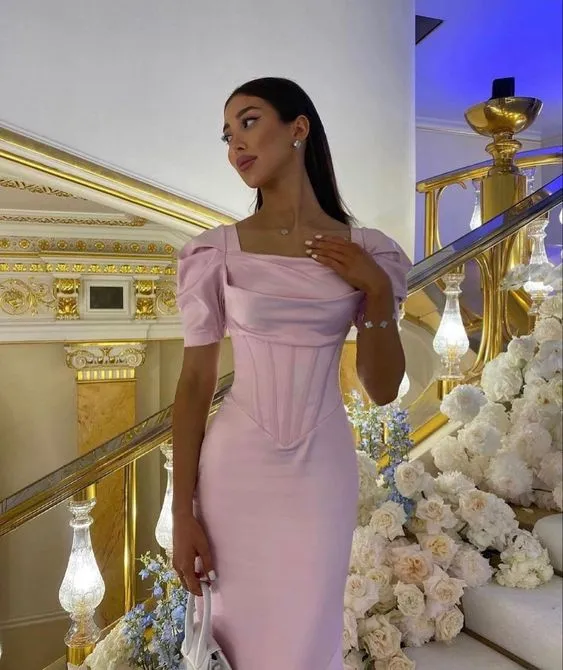 Rosa balklänningar för kvinnor Formella festklänningar Satin