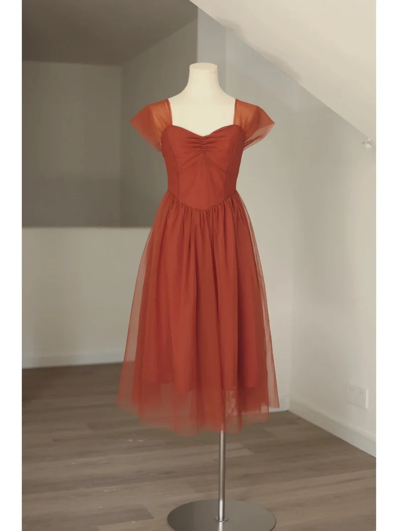 Ny ankomst Kepsärmar Tyll 50s Swing Dress