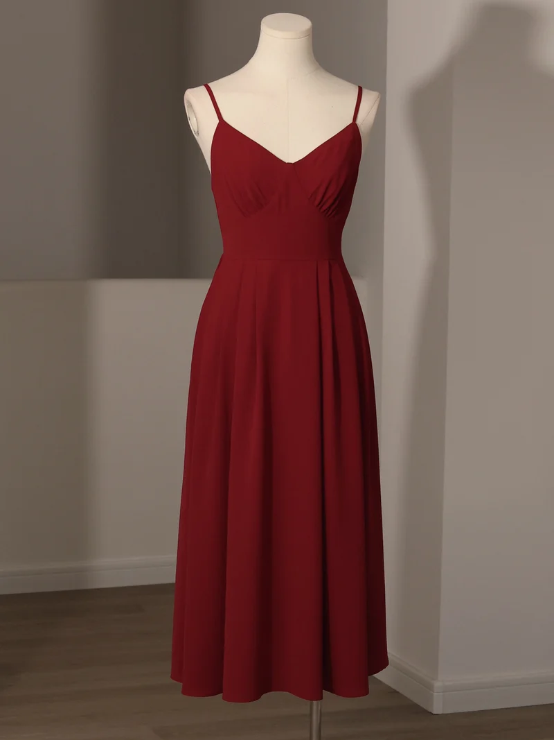 Vintage Burgundy romantisk sommar midiklänning