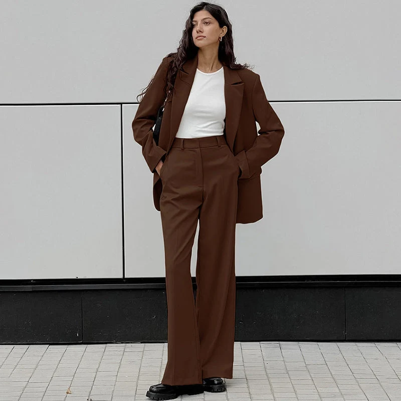 Mia | Elegant Vår Kavaj och Vida Byxor för Kvinnor