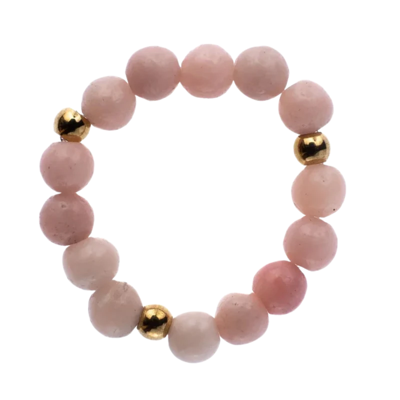 Stone & Pearl Bead Ring 4 mm W/Charm - Rose Mix