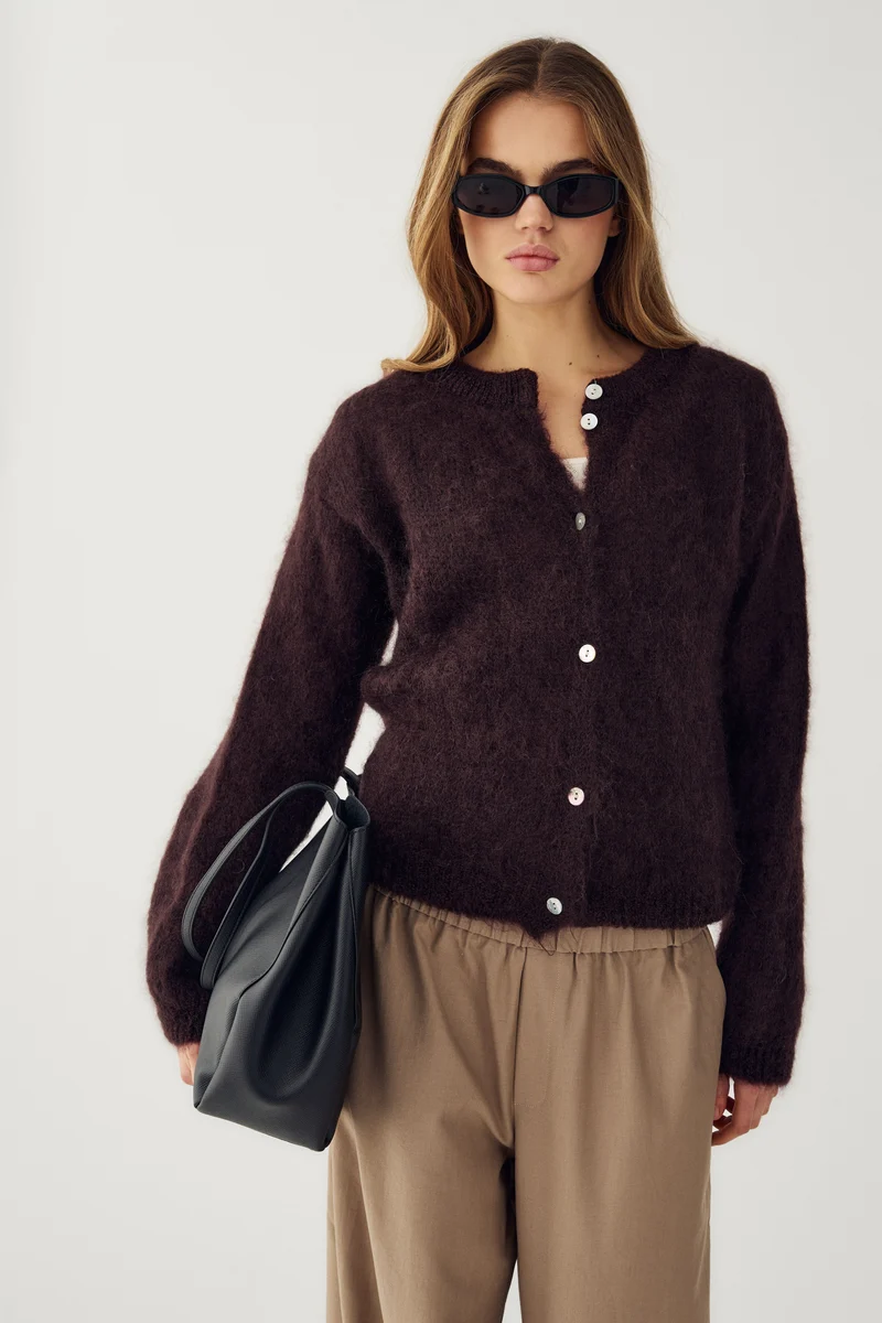 Noella - N-Kae Mohair Cardigan 15250003 - 1469 - Dark Brown Chocolate