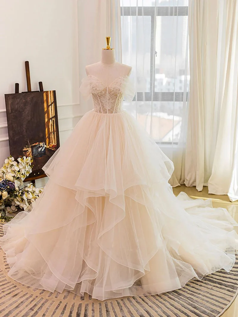 Off Shoulders Ruffles Romantisk Princess Balklänning