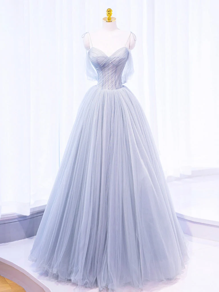 Silvergrå tyll Se Thrugh Illusion Balklänning Sweet 16 Dress
