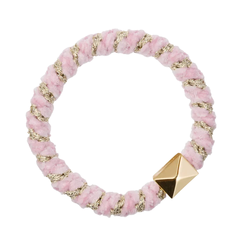 Fluffy Fat Hair Tie W/Gold - Cotton Candy Stripe