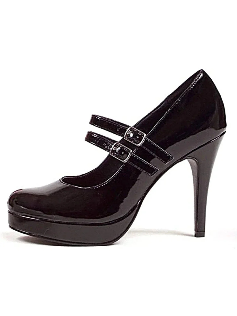 Ellie Shoes 4 cm högklackade Mary Jane-pumps – dubbla remmar, finns i svart, rött, vitt
