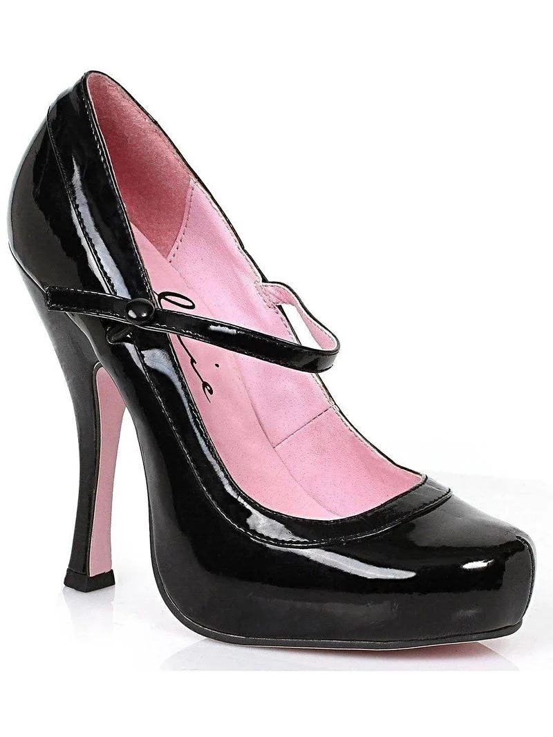 Ellie Shoes – Mary Jane-skor i lack med 4 cm klack och 1 cm dold platå i svart, rött och vitt
