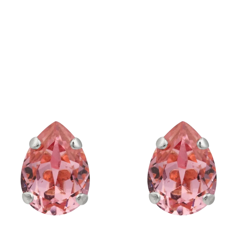 Amelia Stud Earrings Rhodium - Light Rose