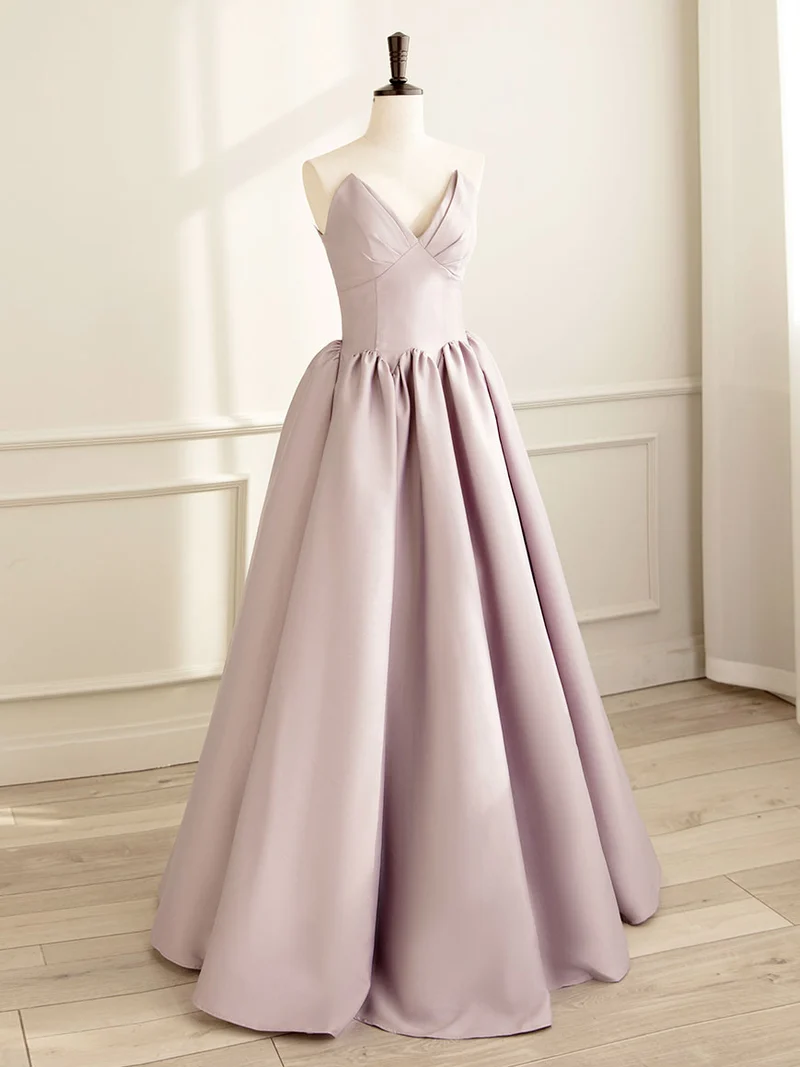 Snygg Drop Waist Satin A-line formell klänning aftonklänning