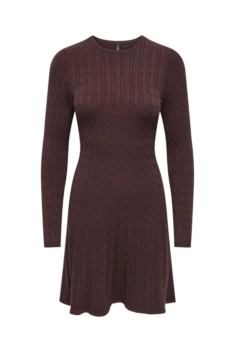 Only - Onlibi Ls O-Neck Cable Dress Cc Knt - 5035558 Fudge