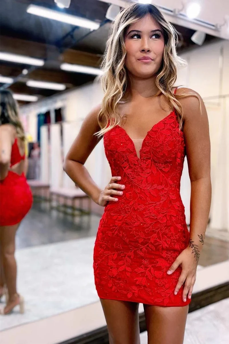 Röd spets Tight Fit Svart Girl Slays Homecoming Dress