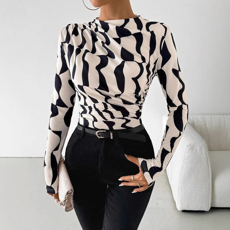 Olivia | Elegant Slim Fit Topp med Stående Krage