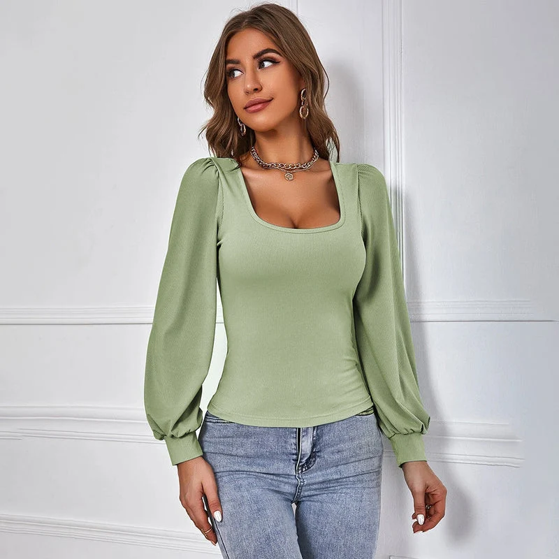 Emma | Elegant Puffärmad Topp med Fyrkantig Halsringning