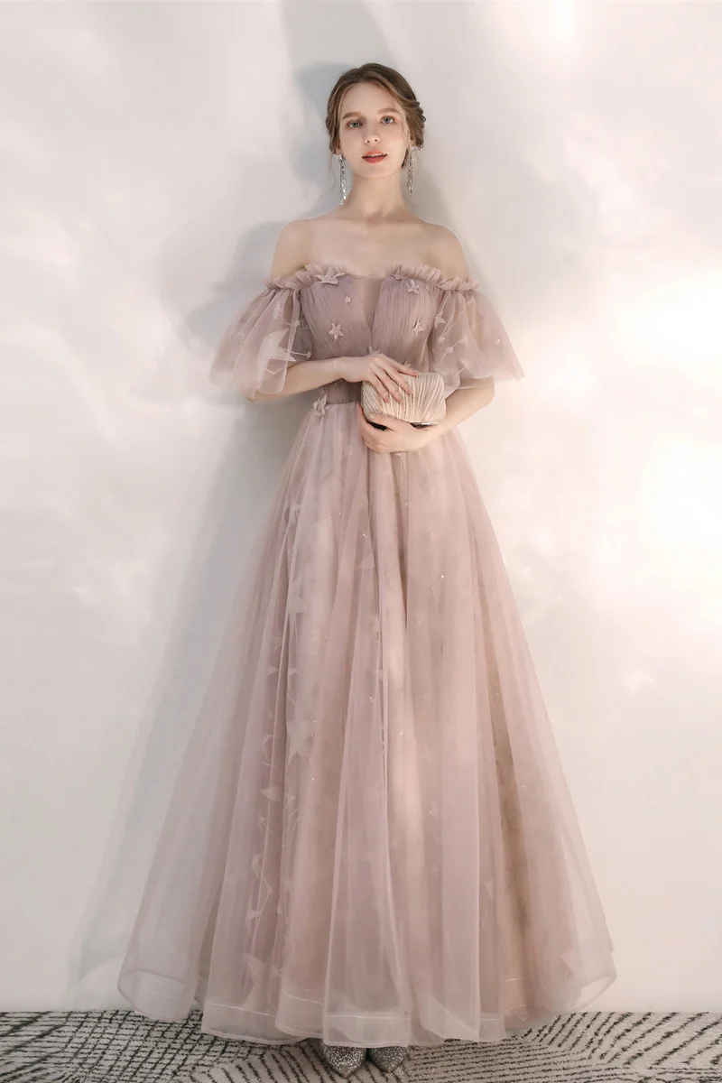 Fairy Flowy Maxi Beige Balklänning