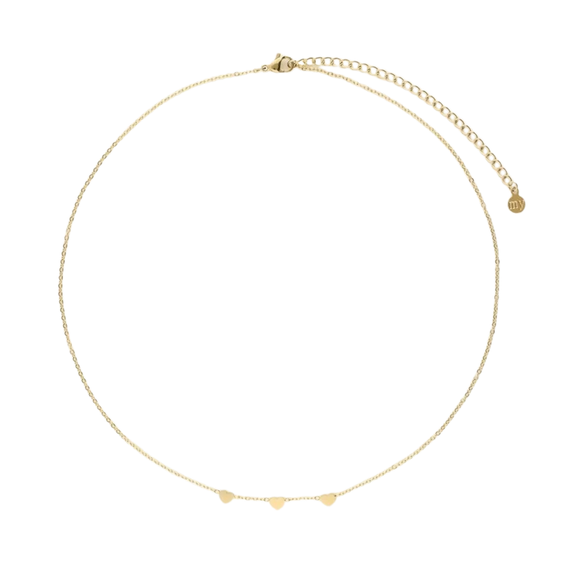 Necklace With Three Hearts - Gold