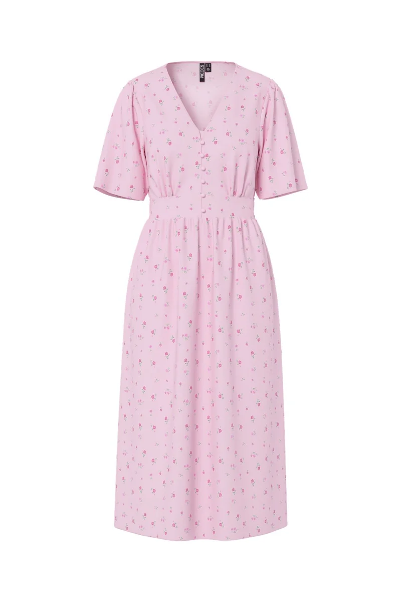 Pieces - Pctala Ss Midi Dress - 4996439 Roseate Spoonbill Flower