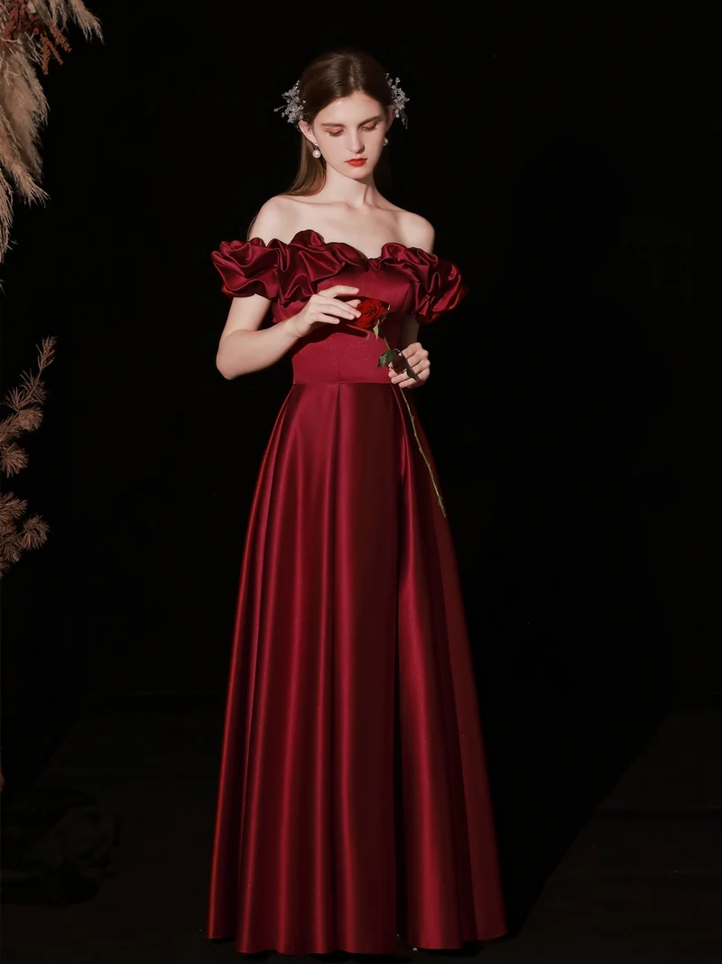 Burgundy Princess Cinderella Balklänning Balklänning