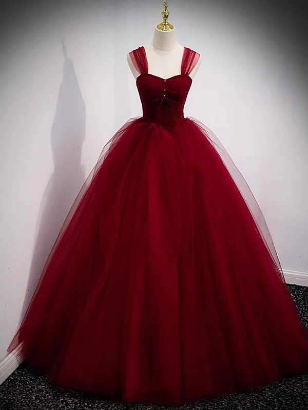 Fairytale Tulle Burgundy Sweet 16th Dress Balklänning för bal