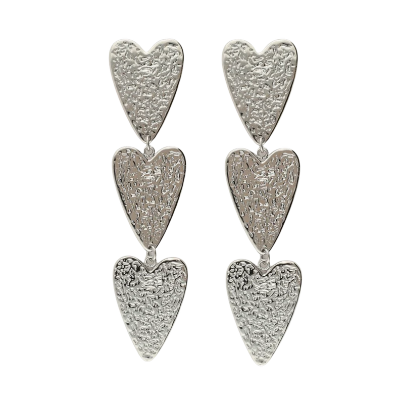 Earrings stmt 3 hearts - Silver