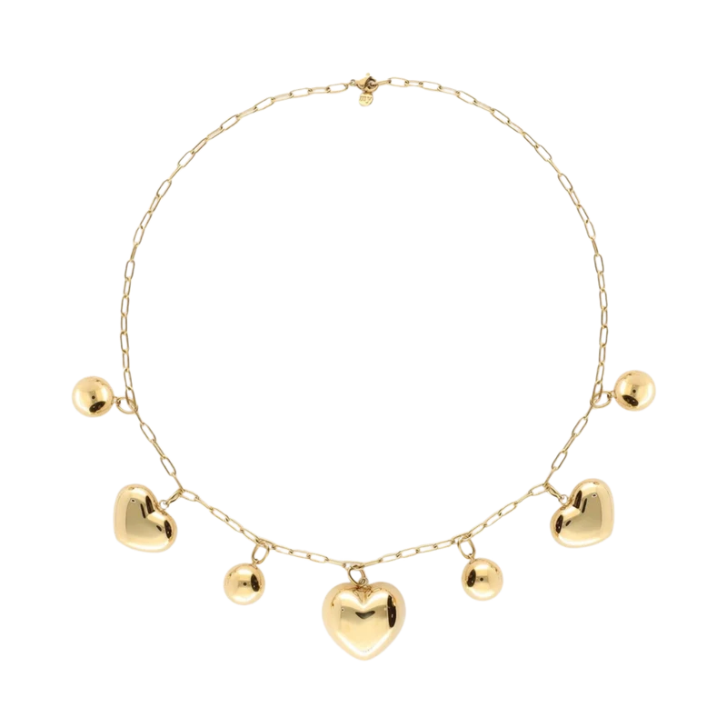 Necklace big hearts & dots - 1200 Gold