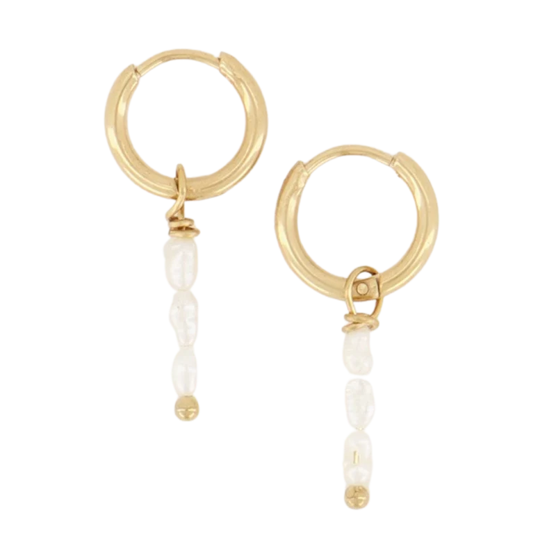 Oorbellen 3 parels - 1200 Gold