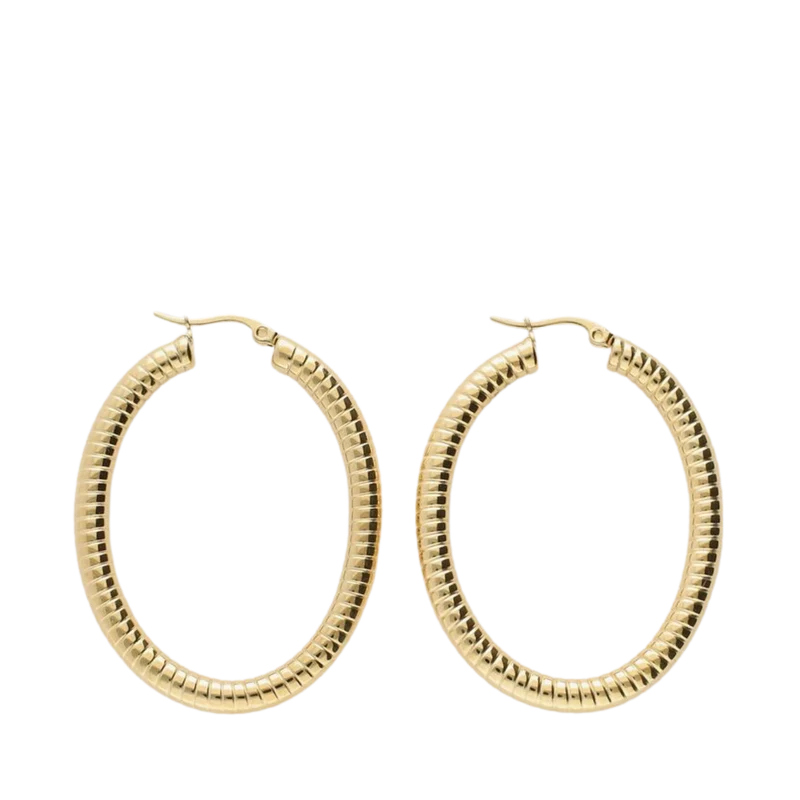 Earrings Hoops Oval - Gold