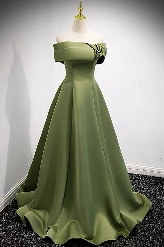 Off Shoulders Olivgrön formell balklänning