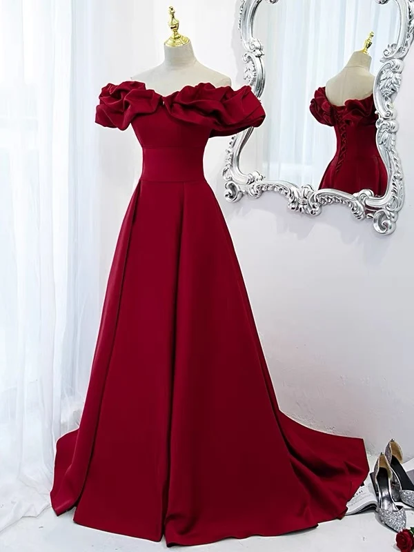 Off the Shoulder Röd Prom Dress Black Girl Slays
