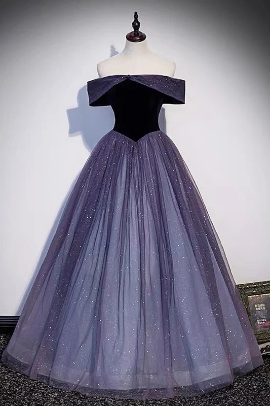 Off Shoulders Puffy Glitter Balklänning Söt 14:e klänning