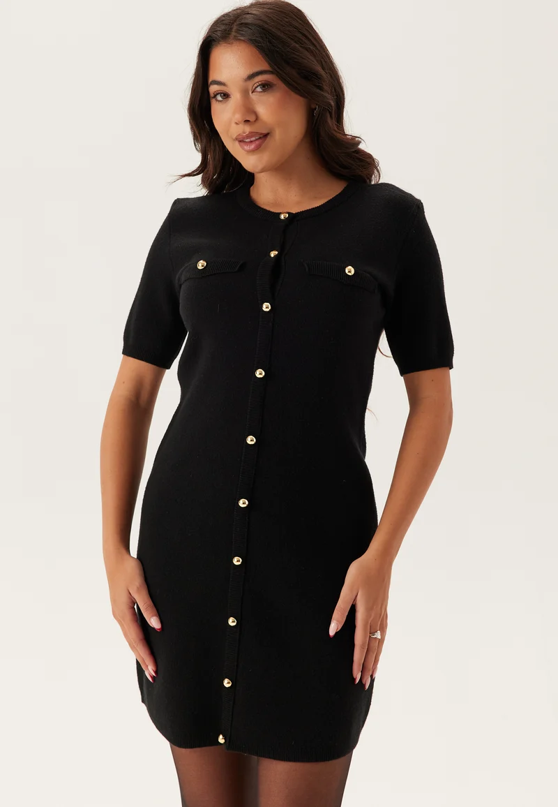 Knitted Gold Button Dress