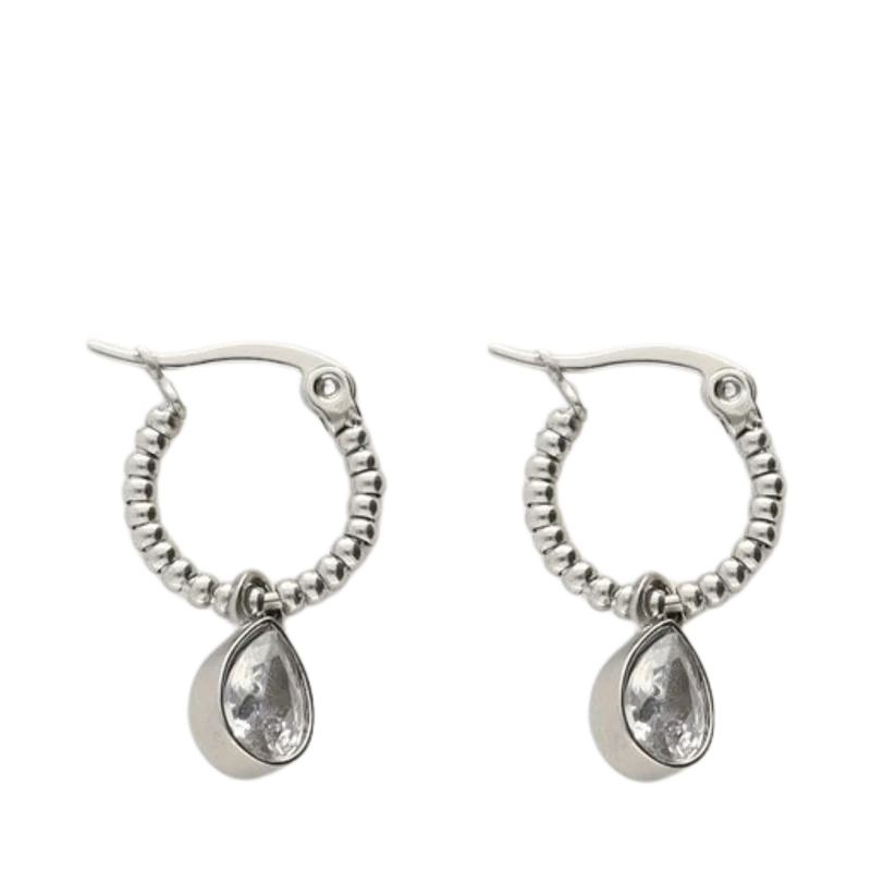 Earring Drop Stone - Silver